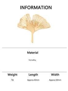 1pc Fashionable Minimalist Hollow Ginkgo Leaf Brooch, Suitable For Women's Daily And Party Wear - Gold - View 4