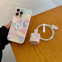 5pcs/Set Pink Shiny Rainbow Heart Pattern Phone Cases - Pink - View 6