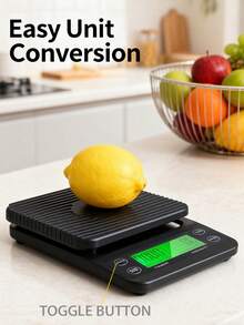 3kg Balanza digital para alimentos, medición de alta precisión, panel de pantalla LED, con conversión de unidades, temporizador y función de tara, adecuada para cocina, granos de café, cocina (baterías no incluidas) - Multicolor - Ver 3