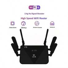 1 pieza Amplificador de señal WiFi con 6 antenas, compatible con múltiples bandas (B1/B3/B5/B7/B8/B20/B38/B39/B40/B41), alimentado por USB, modo de tarjeta SIM dual/banda ancha, para lograr cobertura de red en todo el hogar - Negro - Ver 3