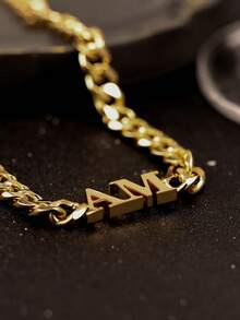 Custom 8mm Cuban Chain Letter Necklace: Personalized Initial Men Women Jewelry - Multicolor - View 3