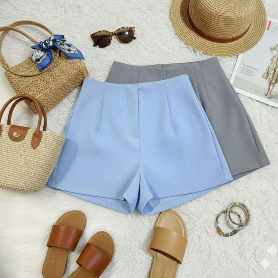 Set Of 2 Tailored Dress Shorts, New Fashion 2026 - XANH NHẠT XÁM - Xem 1