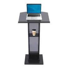 gladney Clear Acrylic Podium Stand With Slanted Reading Surface Raised Lip Dual Storage Panels Reinforced Base Portable Floor Lectern With Handle Slots And Hardware, 60*45cm Platform - Default - View 7
