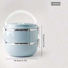 Stainless Steel Lunch Box Set-Class 1 Thermal Bento Box With Lid, Designed For Hand Washing, Cylinder, Manual Operation, Ideal For Use In The Office, School, Camping,Picnic Or Kitchen Locker(47.34oz) - Baby Blue - View 6