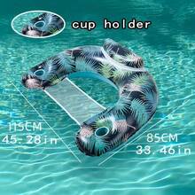 1pc Inflatable Floating Bed, Portable Foldable Air Mattress, Suitable For Swimming Pool, Beach And Lake, Durable PVC Material, Ergonomic Design, Mixed Color (Blue & White), Applicable For Pond Party, Inflatable Swimming Ring, Swimming Pool Inflatable Accessories, Essential For Vacation - One Size - View 13