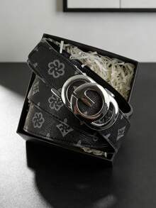 男士奢华商务真皮皮带一条，合金自动扣，印花皮带，适合日常穿着，是馈赠佳品。 - 彩色 - 查看 8