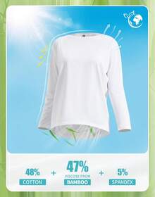 ¡RecomendadoPioneer Camp - Camisas de entrenamiento de manga larga de viscosa de bambú para mujer, espalda holgada, para yoga, atlética, camisetas casuales con cuello náutico¡Top de Temporada - Azul agua - Ver 5
