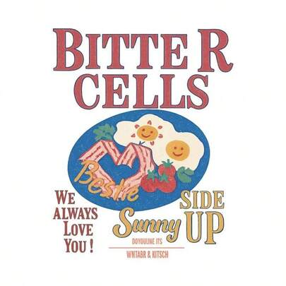 1/2/3 Pieces Bitter Cell Sunshine Breakfast Pattern Heat Transfer Stickers DIY Heat Transfer Stickers Suitable For T-Shirt Making, Pillow Decoration - Multi-Color Washable Plastic Stickers, Suitable For Backpacks, Pillows, Pants, Sofa Covers, High-Quality Anti-Fade T-Shirt Printing
