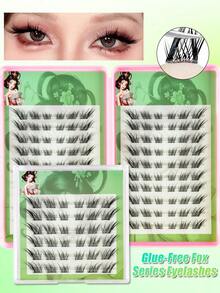 120/36片装免胶假睫毛，Sudaji分段仿真，女士温感自粘狐狸款假睫毛 - 黑色 - 查看 2