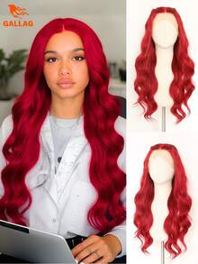 Red Body Wave 13X4 Synthetic Lace Front Wig - Heat Resistant Fiber, Beginner Friendly, For Daily Wear - Red - View 2
