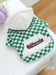 PETCIRCLE 1pc Pet Clothes, Dog/Cat Apparel, Small Dog/Puppy Outfit, Cute Pet Clothes, Small Dog/Cat Autumn/Winter Warm Comfortable Plaid Hoodie - Multicolor - View 10