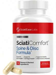 SciatiEase SciatiComfort Spine And Disc Support Supplement Sciatic Nerve Support Supplement - VIT D3 K2, Aquamin, Calcium, Magnesium, Type Collagen, Pea (Collagen) - 30 Day Supply-HHYD-HHYD - 1 - 查看 9