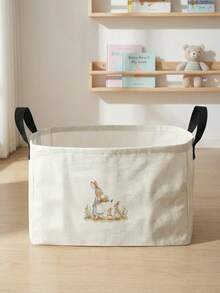 1pc/2pcs Easter Pattern Printed Large Capacity Foldable Round Storage Basket With Handle, Multipurpose Storage Basket For Nursery, Baby Diaper, Clothes, Toys Organizer, Collapsible Storage Box - Multicolor - View 13