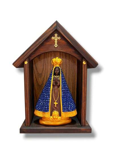 Capela Oratório de Nossa Senhora Aparecida + Imagem Gesso e Pérola Rica em Detalhes