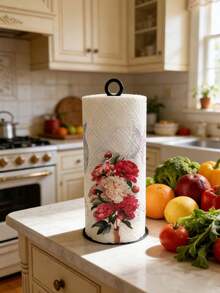 金属牡丹玫瑰纸巾盒——春日装饰品，适合装点美丽的厨房和家居，浪漫花束造型。其坚固的铁质结构使其成为节日庆典、情人节和母亲节的完美礼物。 - 彩色 - 查看 2