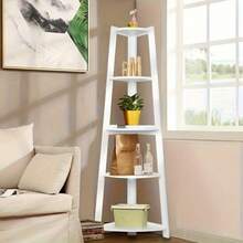 5-Tier Corner Bookshelf - Heavy-Duty Space-Saving Shelf, Modern White Bookcase For Home Office, Living Room, Kitchen, Balcony - Easy Assembly Floor-Standing Storage Organizer - trắng - Xem 6