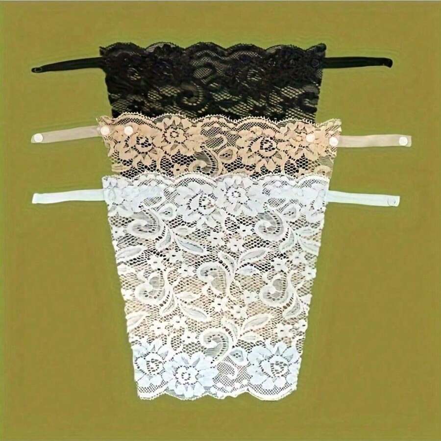 3pcs Elegant Floral Anti-Glare Bra Pads - Fashionable & Comfortable Lingerie Enhancer, Lace Knitted Padding For Women,Back To School,Wedding, Birthday Gifts, Anti Peeping And Light Blocking Bra Accessories, Lace Bra Edging, Washable, Exquisite Lace Edging, Suitable For Various Hairstyles, Underwear, 1 Random Color - Multicolor - View 1