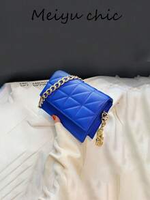 Bolso de hombro para mujer, bolso de cadena, bolso cuadrado mini, bolso acolchado, bolso mini ligero, adecuado para ir al trabajo, casual, combinación diaria, citas, trabajo, estudiante y otras ocasiones - Azul - Ver 7