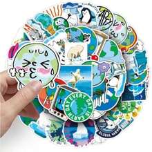 50 Pcs Dreamy Hot Air Balloon Stickers, 1.96-3.15inch Cartoon Fairy Tale Decorative Stickers, Self-Adhesive For Scrapbooking, Kids' Room Decoration, Party Setup(Hot Air Balloon) - Global Warming - View 4