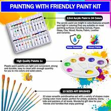 Juego de Pintura Acrilica, Pintura 24 Colores*12ml con 10 Pinceles y 1 Paleta, Kit de Pintura Acrílica Profesionales, Set de Sum - 24 - Ver 8