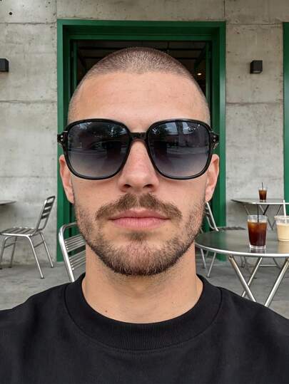 Unisex Retro Square Large Frame Plastic Sunglasses, Classic Style For Outdoor Travel Beach Vacation Casual Wear, Summer UV Protection Driving Glasses