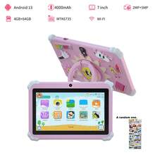 4GB RAM + 64GB ROM / Tableta de 7 pulgadas / Quad-Core 1.3GHz / Android 13 MTK8321 / Pantalla IPS HD 1280x800 / Cámara 2MP+2MP / Batería 4000mAh / WiFi, Control Parental, Educación, Juegos / Plástico ABS + Silicona, Tableta Educativa (Incluye: Caja, Cable, Manual, OTG, Expulsor de SIM) - Multicolor - Ver 1