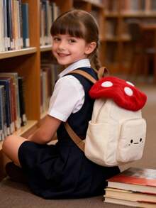 Cute Kawaii Mushroom Shaped Backpack Crossbody Bags Purse For Women  Cartoon Travel Versatile Shoulder Handbag Stars Cute Aesthetic Backpack College Laptop Backpack Casual Travel Daypack For Teens Renaissance Mushroom Backpack Lightweight Drawstring Canvas Bag Ren Faire Larp Accessories(Red Circle) - 彩色 - 查看 3