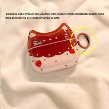 1 Set Estuche inalámbrico Bluetooth para auriculares con diseño lindo de gato y fresa para AirPods 4/Pro 3 - Multicolor - Ver 10