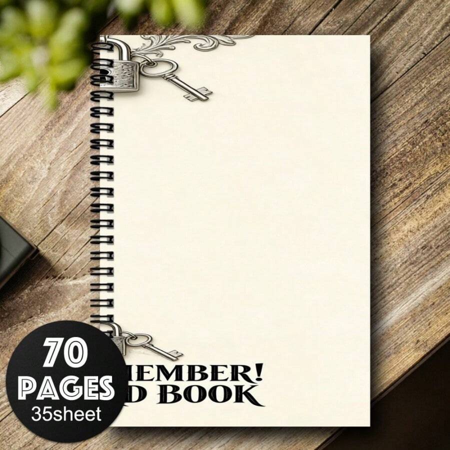 1本螺旋装订密码本，用于记录网站登录信息，带锁和钥匙设计的密码本，帮助您保持井然有序。 - A5 - 查看 1