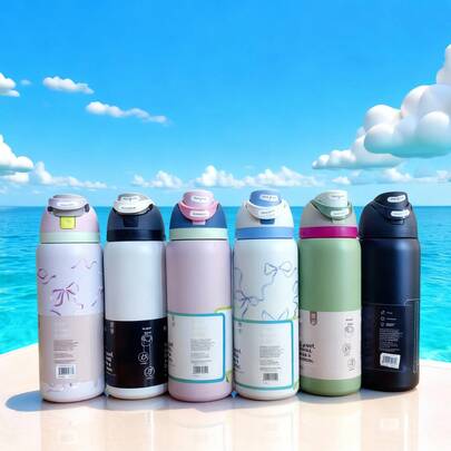 Owal-A 32oz Stainless Steel Insulated Water Bottle - Leak-Proof Sports Water Bottle With Dual Function Spout, Flip Lid Straw And Wide Mouth Opening, Keeps Drinks Cold For 24 Hours, Suitable For Fitness, Travel And Daily Use