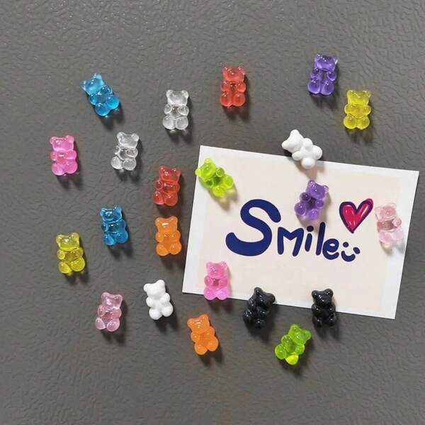 10pcs Mixed Color Bear Fridge Magnets, Photo Memo Board Stickers, Home Office Refrigerator Decor, Kitchen Decoration, Housewarming Gift, Party Favor