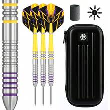 Darts Metal Tip Professional Steel Tip Darts, With 3 Dart Metal Barrels 3 Dart Wings 3 Interchangeable Plastic Shafts 12 Rubber O - Rings 1 Dart Sharpener - Yellow - View 2