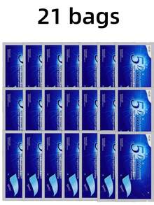 牙齿美白贴片，口腔卫生护理，双面弹性美白贴片，美白片，家用牙齿美白，亮白套装，含木糖醇，去除黄色污渍、咖啡渍和红酒渍，居家旅行礼品牙膏胶带 - 藍色 - 查看 17