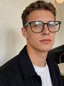 Square Large Frame Plastic Eyeglasses, Light Glasses For Computer, Gaming, TV, Mobile Phone, Fashion Optical Glasses, Black Frame - Black - View 1