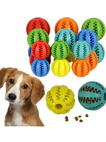 1 pieza Juguete interactivo elástico para perros de color aleatorio, accesorio de bola de goma para cuidado dental y alimentación de mascotas - Multicolor - Ver 4