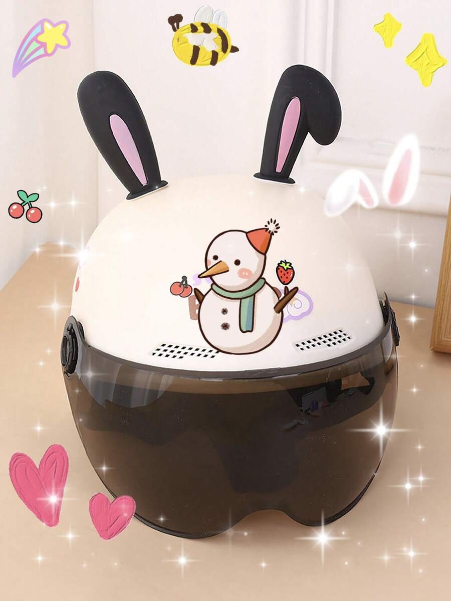 DIY Cartoon Rabbit Ear Helmet Decoration, Cute Rabbit Ear Motorcycle Accessory, Personalized Sticker - Multicolor - View 1