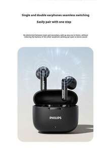 Auriculares Bluetooth Philips TAT1220, larga duración de la batería, cancelación de ruido, diseño semi-intrauricular, ajuste cómodo, calidad de audio de alta definición, adecuado para correr, ir al trabajo, conducir, auriculares inalámbricos originales de Philips - Negro - Ver 7