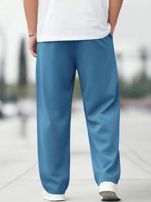 Plus Size Men's Lightweight Breathable Loose Casual Pants, Suitable For Shopping, Dates, And Daily Wear, Summer Spring Sports Fall - Navy Blue - View 2