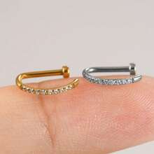 1PC ASTM F136 Titanium CZ Fake Nose Rings Hoops D Shaped Screw Nose Studs Ring Clip On Nose 18G Piercing Body Jewelry For Women Men Fashion - D Ring - View 10