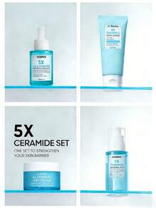 5倍神经酰胺修护护肤套装 | 洁面啫喱 + 精华液 + 保湿啫喱，舒缓泛红，强韧敏感及油性肌肤 - 四件套 - 查看 1