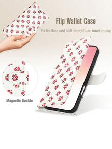 花朵造型斜挎翻盖PU仿皮钱包式手机壳，适用于三星Galaxy S26 S25 Edge S24 S23 Plus Ultra A57 A37 A17 A07 A56 A36 A26 A16 A06 A55 A35 A25 A15 A54 A34 A24 A14 A13，带卡槽、支架、腕带，具备RFID屏蔽功能，国际版，非国内版 - 紅色 - 查看 8