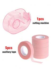 1/2/5/6pcs - Eyeliner And Eyelash Extension Tape With Tape Dispenser - Breathable Eye Shadow Protection Stickers, Tape Cutter, Eyelash Extension Tape, Invisible Eye Makeup Application Tools, Create A Perfect Makeup Look, Makeup Tools - Pink - View 7
