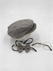 Set de fotografía vintage para recién nacidos - Sombrero + Gafas + Pajarita + Marco, adecuado para fotos de bebé niño/niña de 100 días, estilo Ins, sombrero y pajarita de caballero para bebé, celebración de 100 días/luna llena, mismo estilo que el bloguero - Multicolor - Ver 14