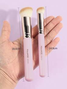 MAANGE 2pcs Professional Face Makeup Brush Set, Includes Foundation Brush And Concealer Brush, Soft Fiber Material, Convenient For Travel - Pink - View 5