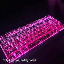 130+ Keycaps Set, Powder Pink Contour Line Design, Backlit Side-Printed Keycaps, Compatible With 104/98/87/75/68/64/61 Keys - Baby Pink - View 5
