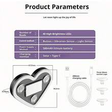 Car LED Ambient Light, Solar-Powered Heart-Shaped LED Neon Light, Solar-Powered Heart-Shaped Atmosphere Light With 3 Modes, IP65 Waterproof, For Romantic Car Interior And Outdoor Decor - LOVE - View 6