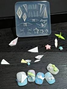 1pc Nail Art Mold, Origami Crane, Star, Airplane Shaped Transparent Silicone Nail Accessory Mold - Clear - View 1