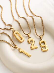 1件不锈钢防水链条绳链时尚数字吊坠项链男士数字项链礼品 - Necklace - 查看 3