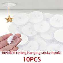 10pcs Mini Transparent Adhesive Hooks, Seamless Hanging Flag Hooks For Valentine's Day Party, Wall Storage Hooks, Party Decor Accessories, DIY Home Decor Hanging Hooks, Ceiling Hooks - Clear - View 11