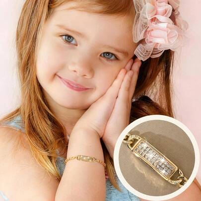 1 chiếc vòng tay trẻ em bằng đồng khảm đá Zirconia, kiểu dáng thanh lịch, dễ thương, đính kim cương toàn bộ, phù hợp cho bé gái/bé trai/gia đình/bạn bè, đa chức năng, sang trọng, thích hợp cho tiệc tùng, liên hoan, ngày lễ, Giáng sinh, Lễ Tạ ơn, Halloween, làm quà tặng.